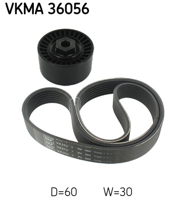 V formos rumbuotas diržas, komplektas - VKMA 36056 SKF